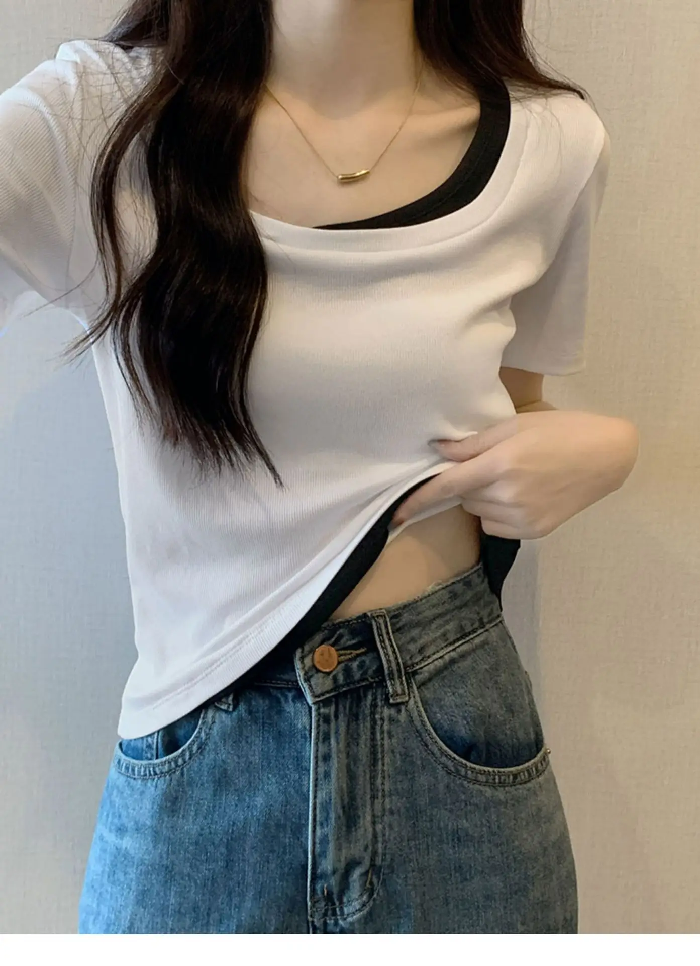 Women Square Collar T-Shirt Summer New Design — feature 10