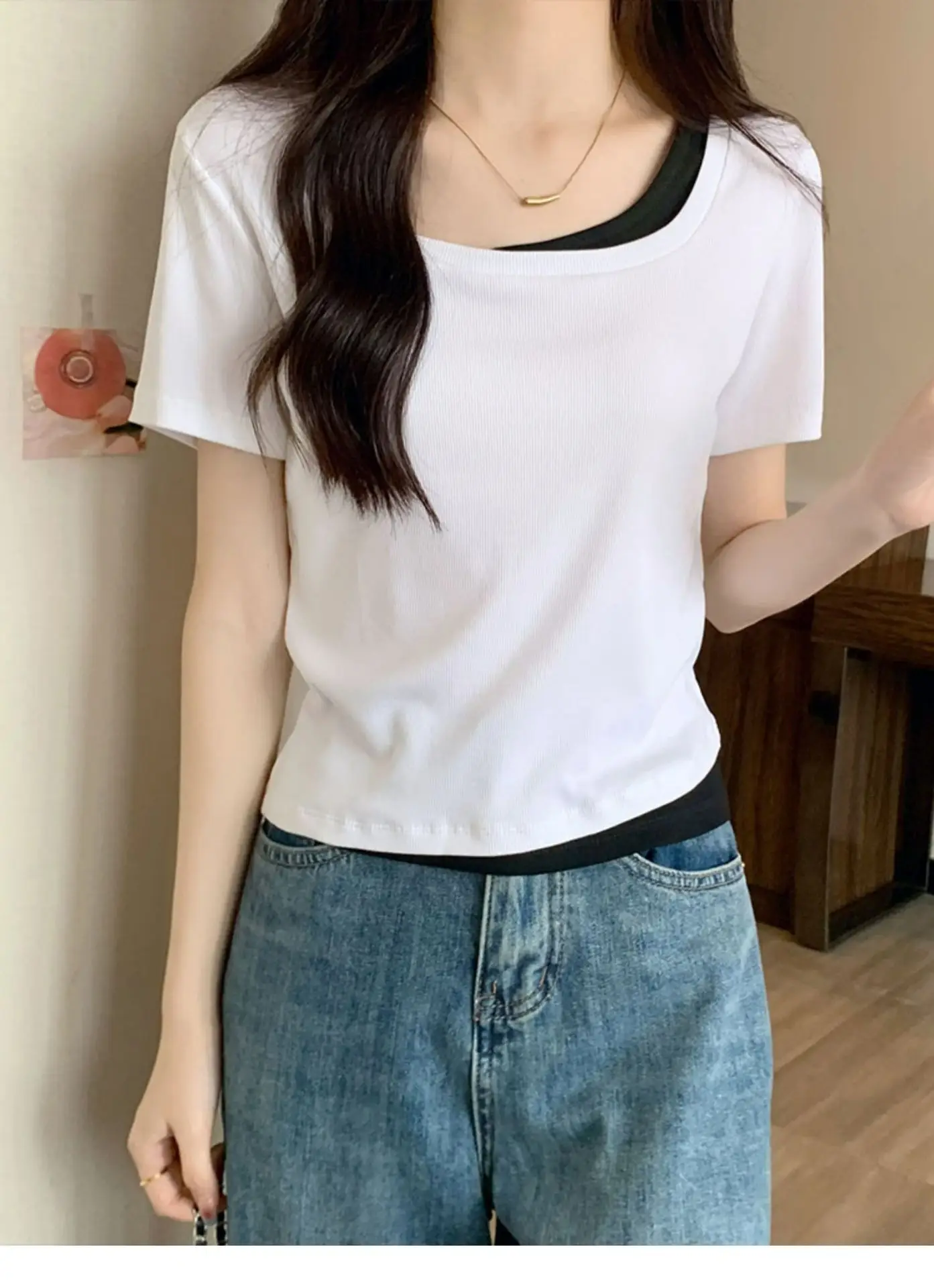 Women Square Collar T-Shirt Summer New Design — feature 12