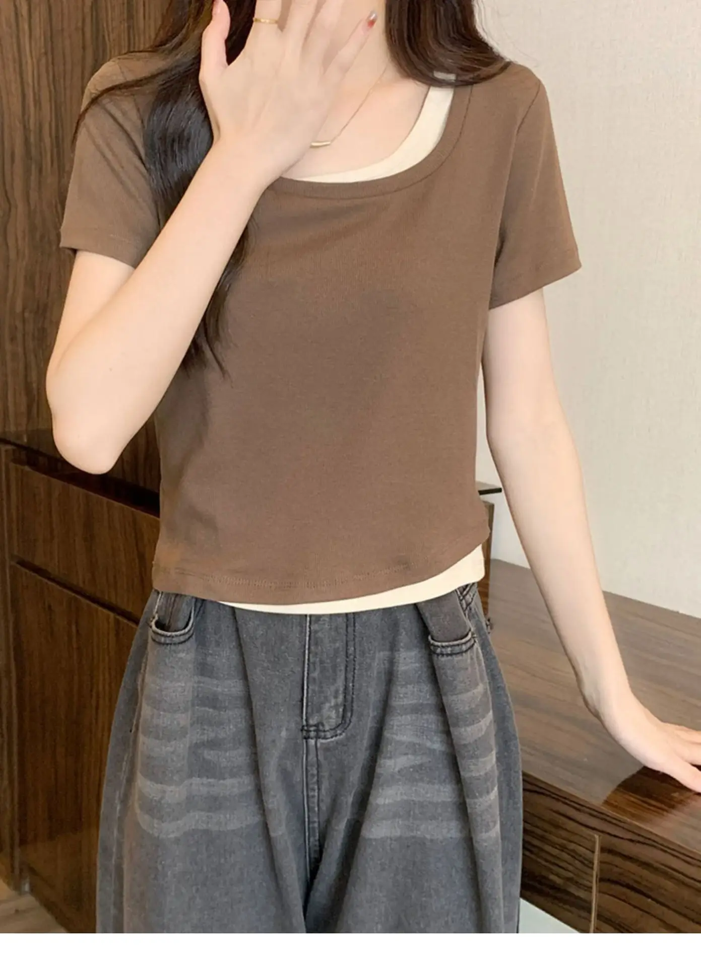 Women Square Collar T-Shirt Summer New Design — feature 15