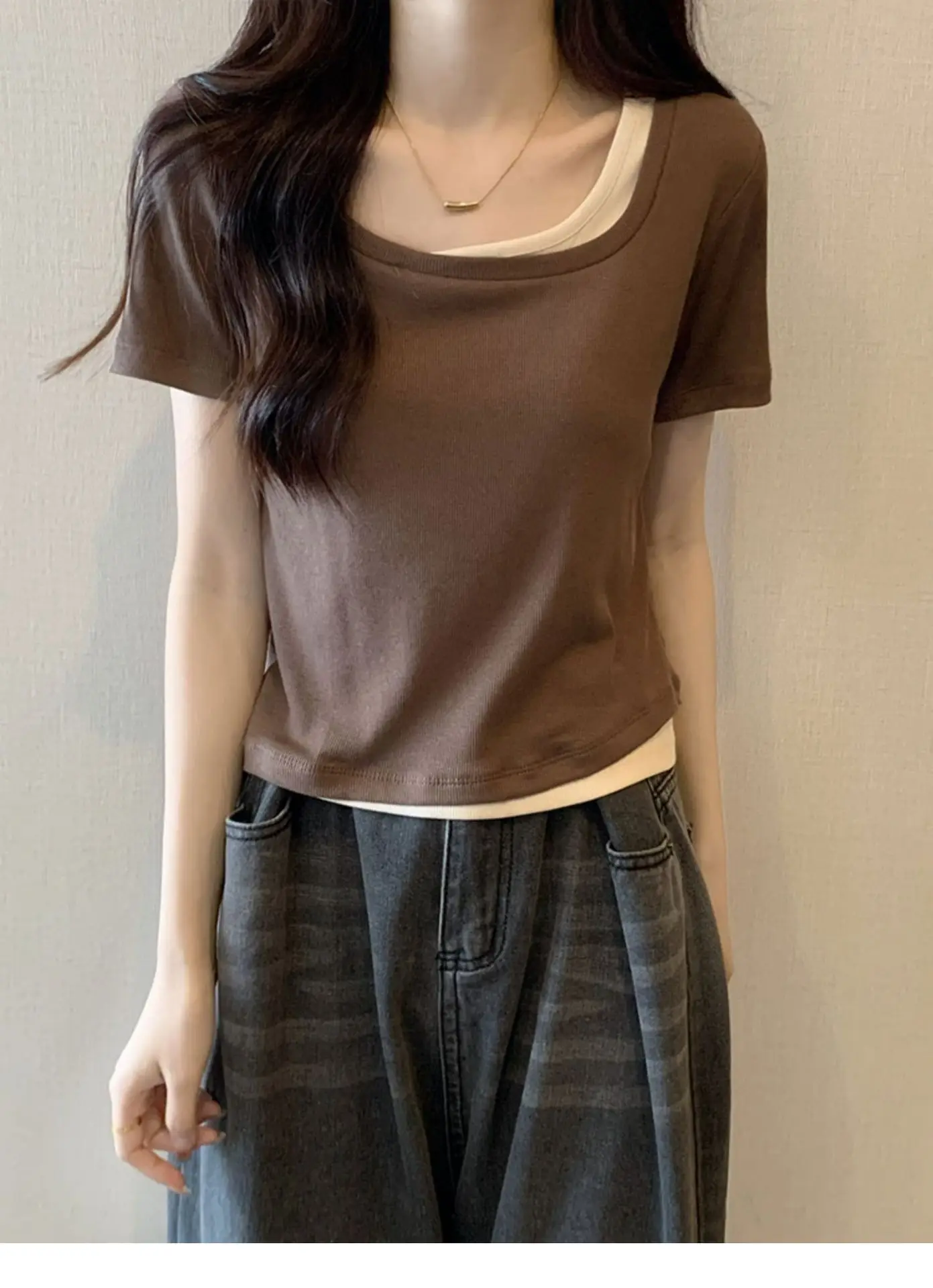 Women Square Collar T-Shirt Summer New Design — feature 18