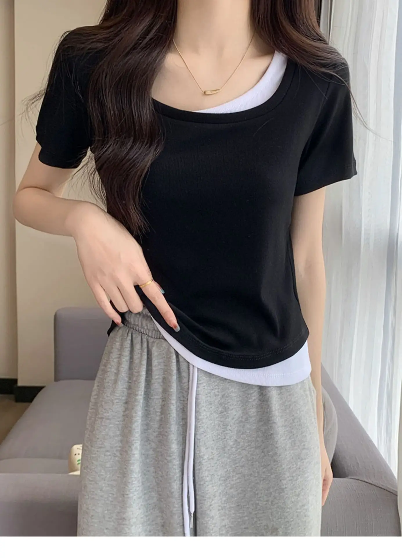 Women Square Collar T-Shirt Summer New Design — feature 19