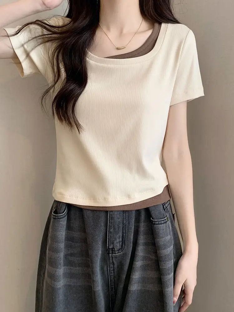 Women Square Collar T-Shirt Summer New Design — feature 2