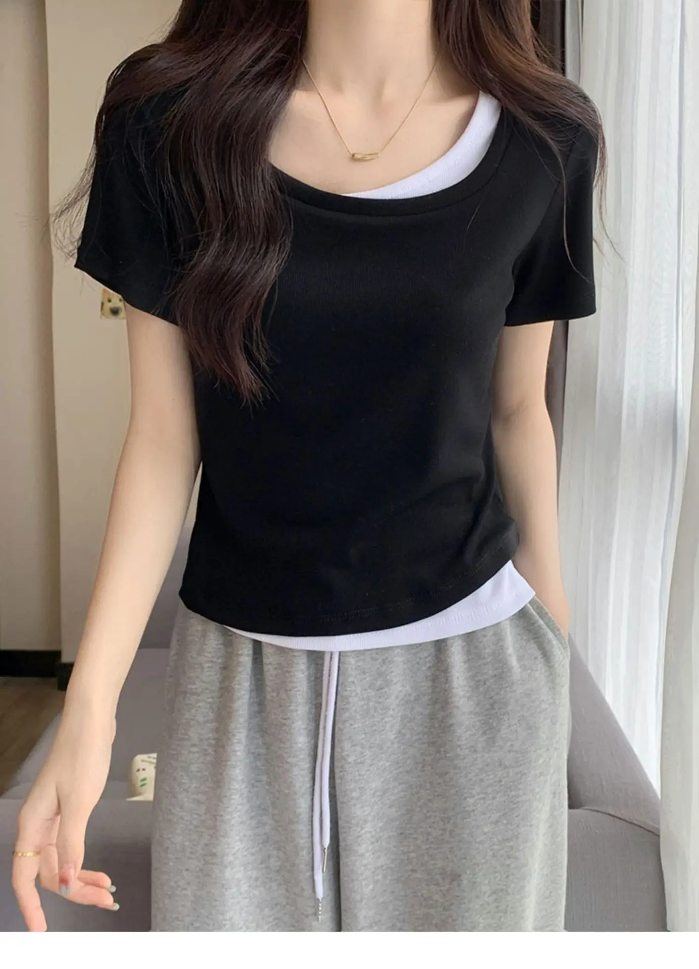 Women Square Collar T-Shirt Summer New Design — feature 21
