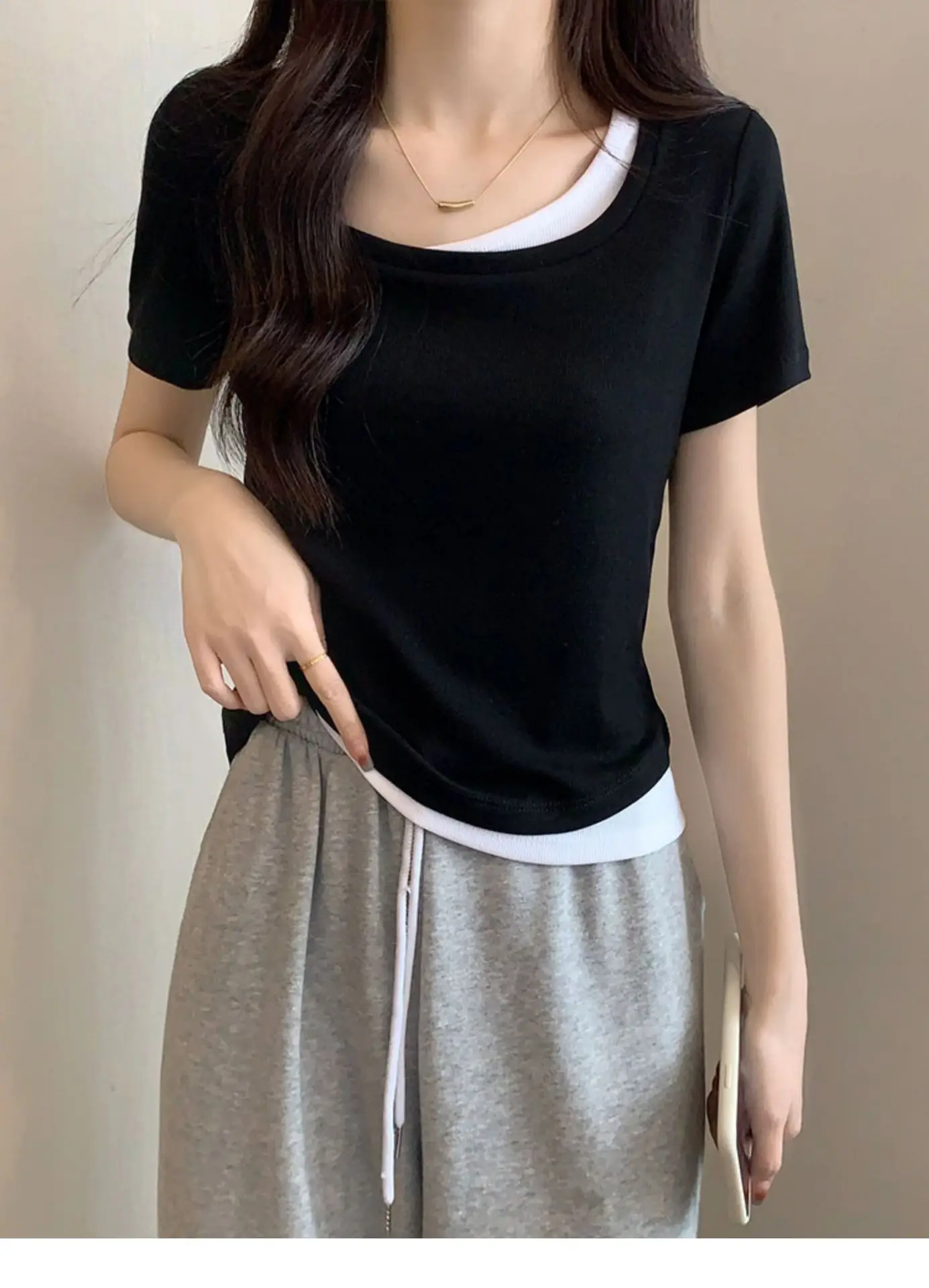 Women Square Collar T-Shirt Summer New Design — feature 22