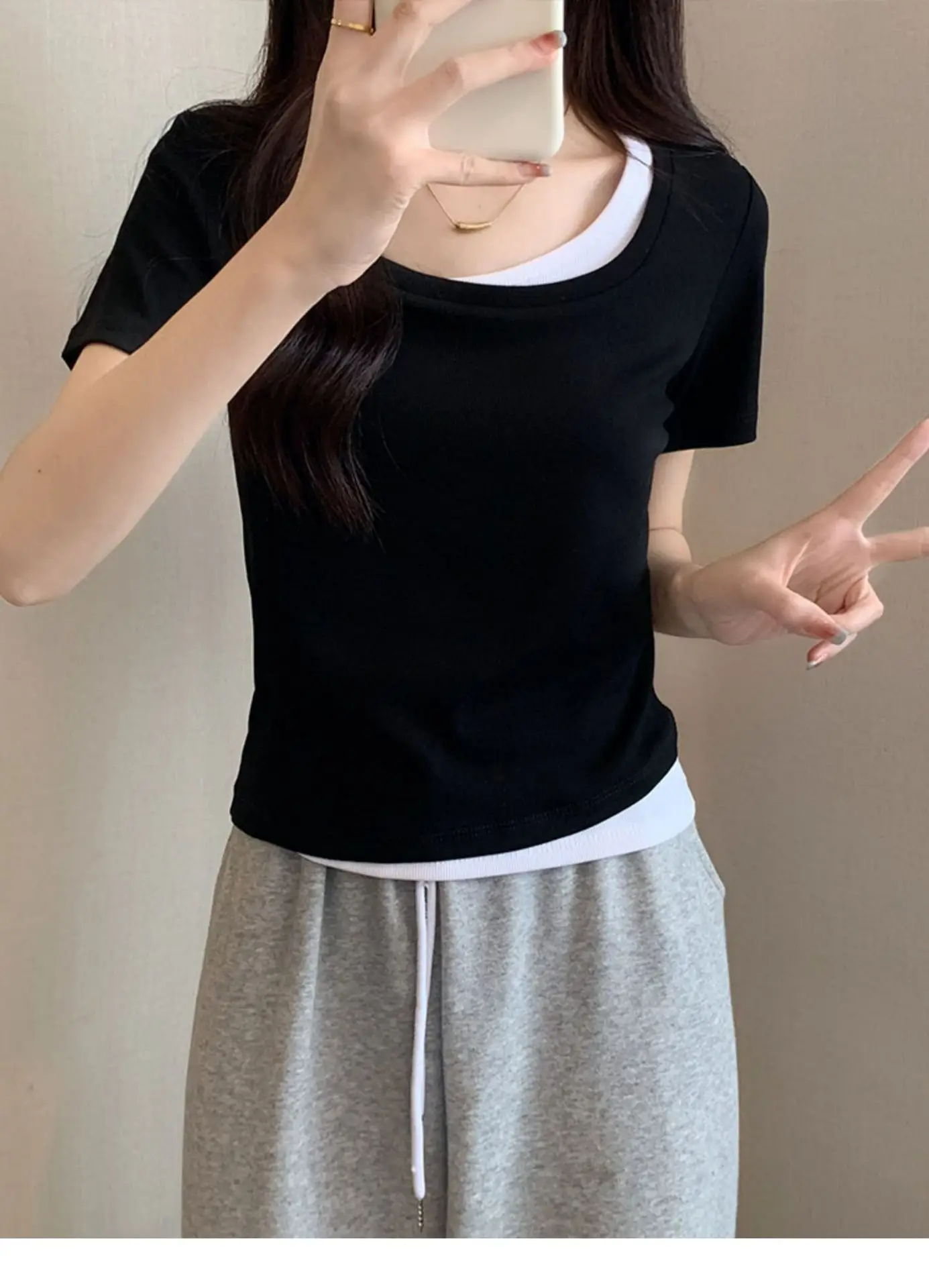 Women Square Collar T-Shirt Summer New Design — feature 23