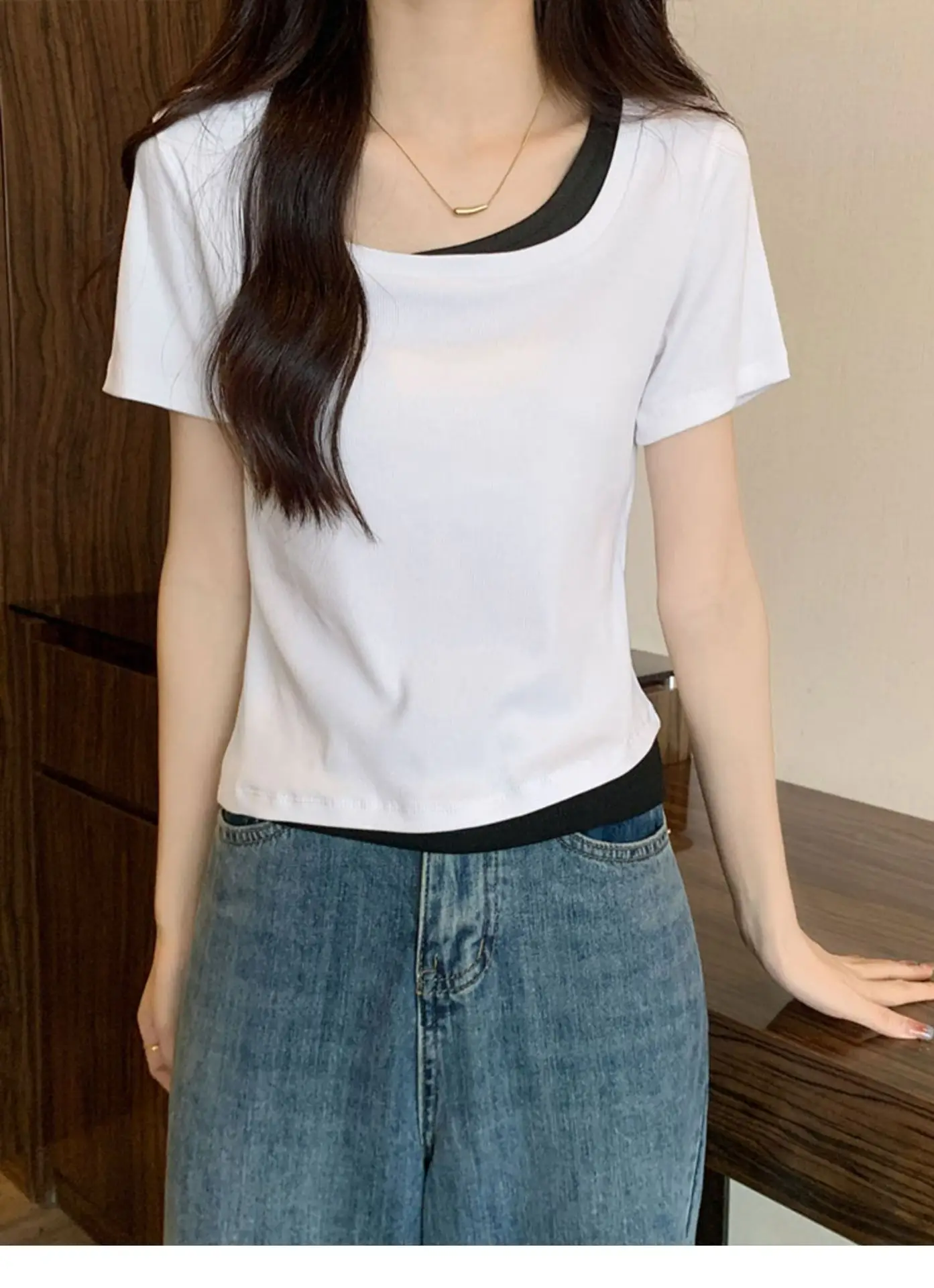 Women Square Collar T-Shirt Summer New Design — feature 8