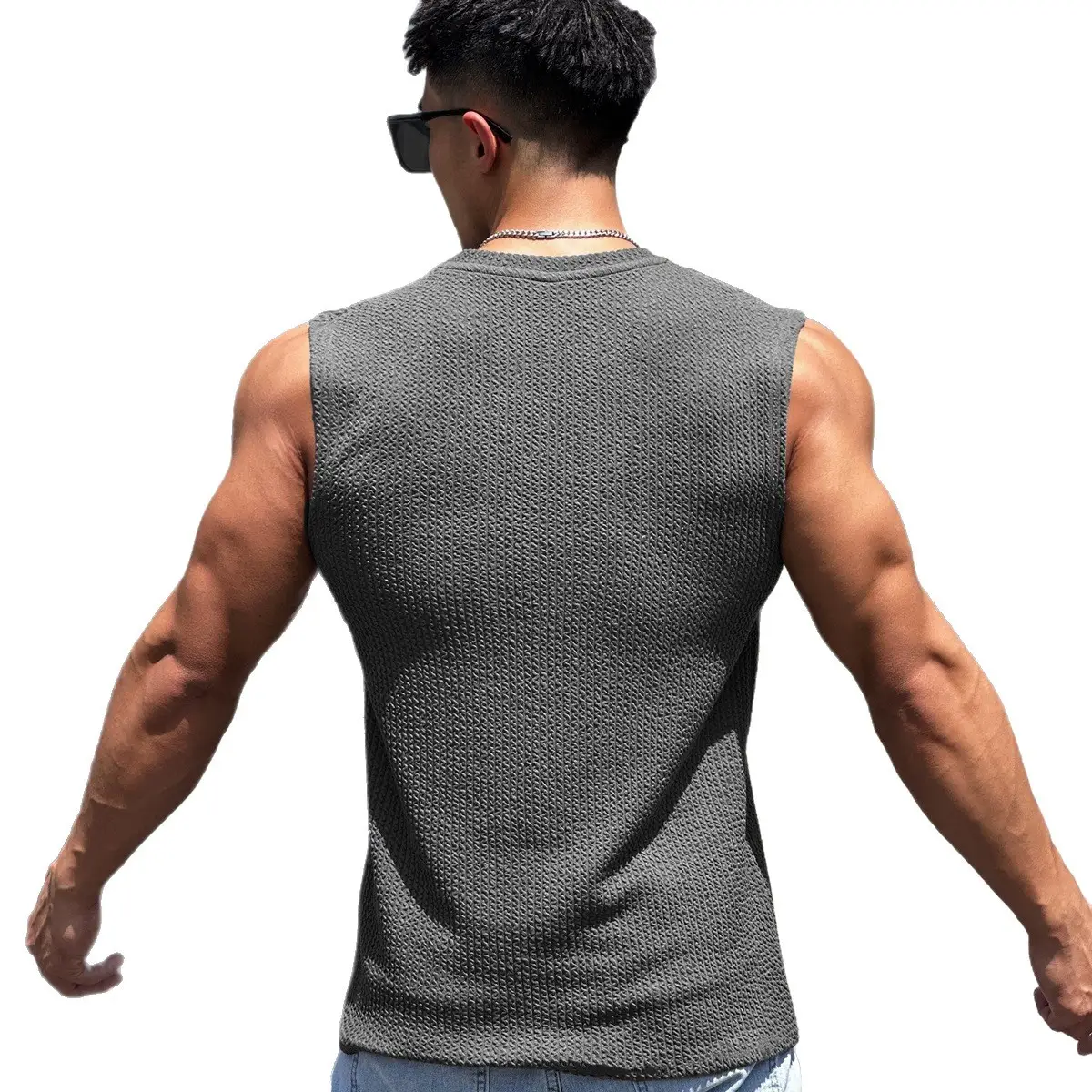 Men's Black Sleeveless Snake Base Vest