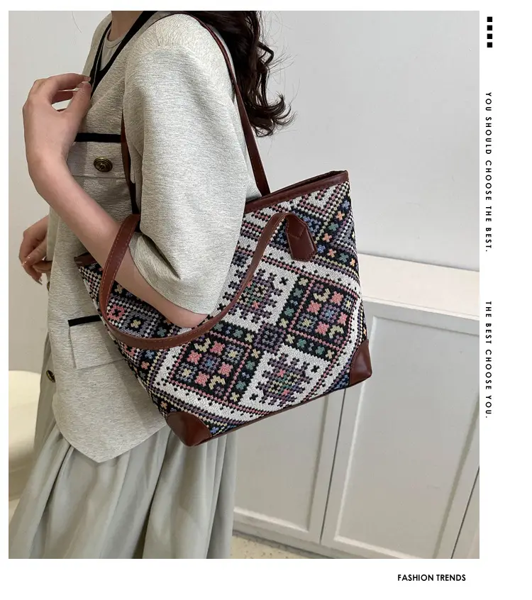 Ethnic Patterned Underarm Tote Bag Women 2025 — feature 3