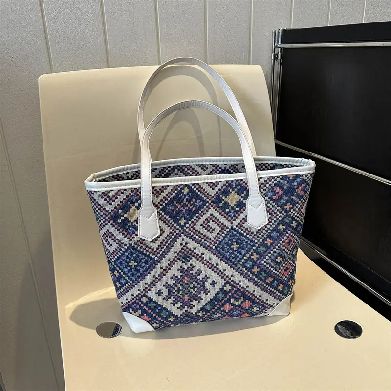 Ethnic Patterned Underarm Tote Bag Women 2025