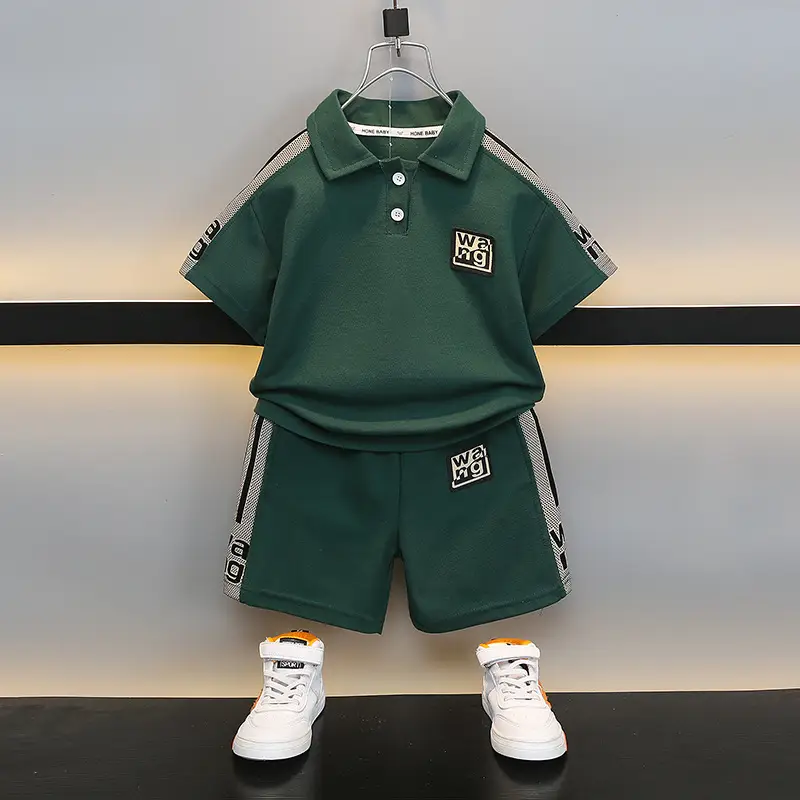 Boys Green Polo Suit 2025 Summer New Kidsren - Image 2