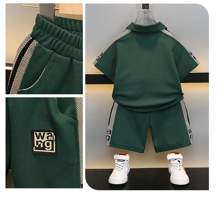 Boys Green Polo Suit 2025 Summer New Kidsren — feature 5
