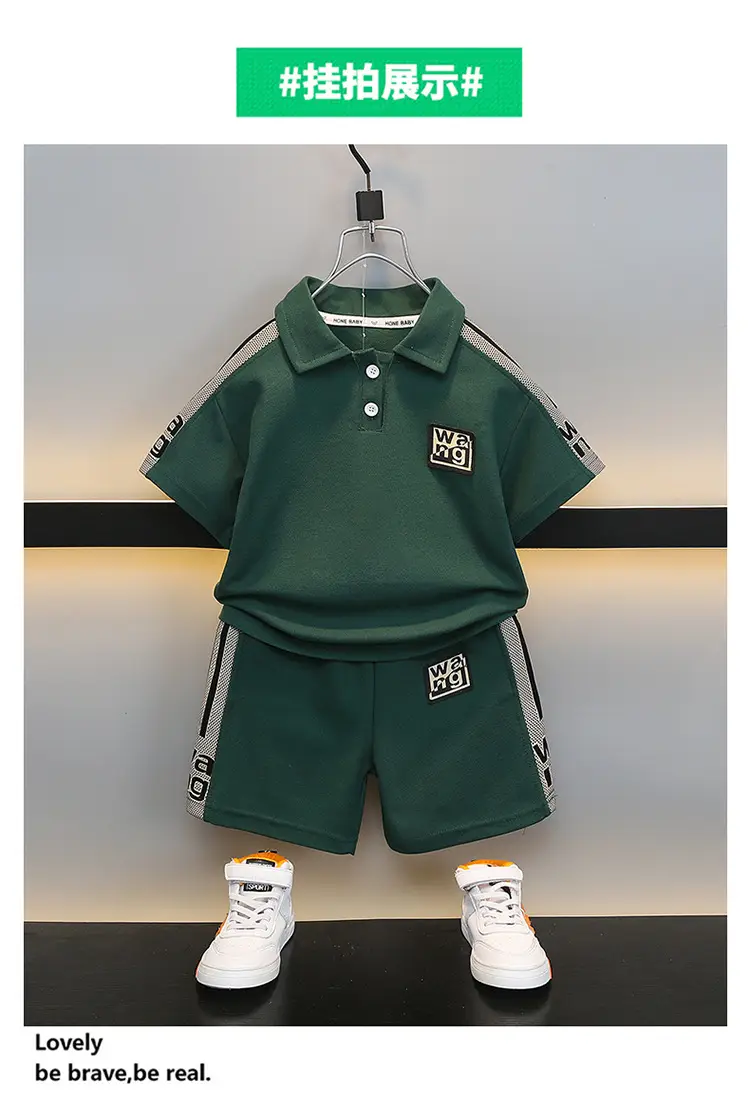 Boys Green Polo Suit 2025 Summer New Kidsren — feature 9