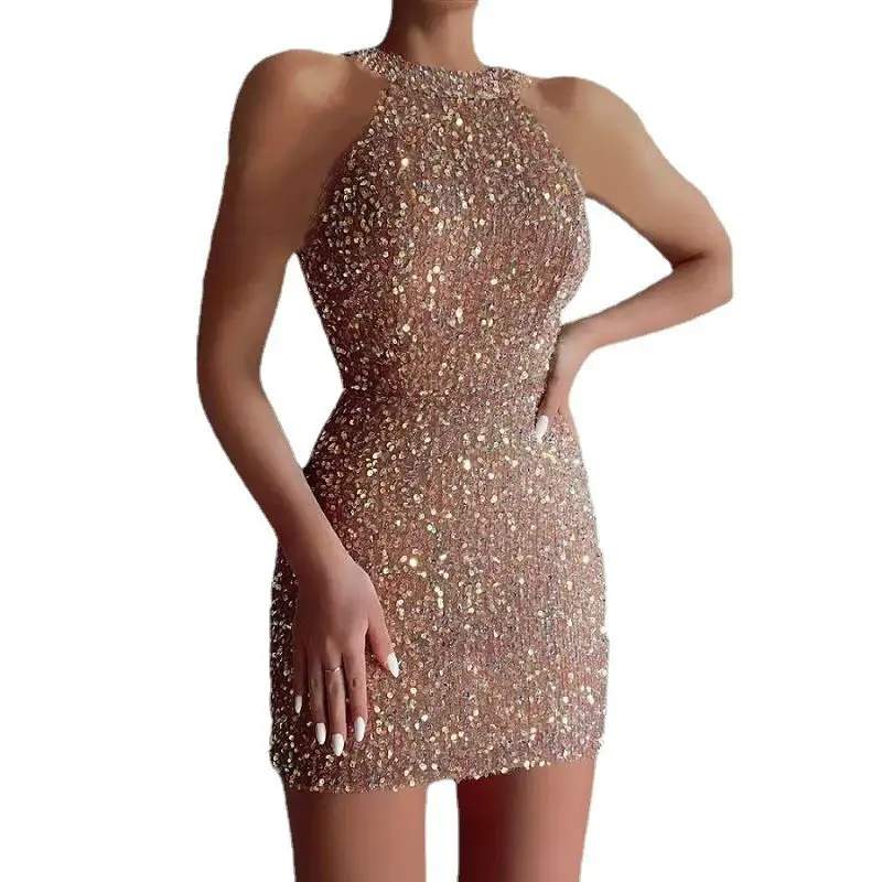 2025 Sequin Halterneck Dress Mid Waist Evening Wear - Image 20