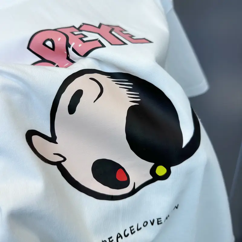 Men White Cream Loose Fit T-Shirt with Anime Design - Image 2