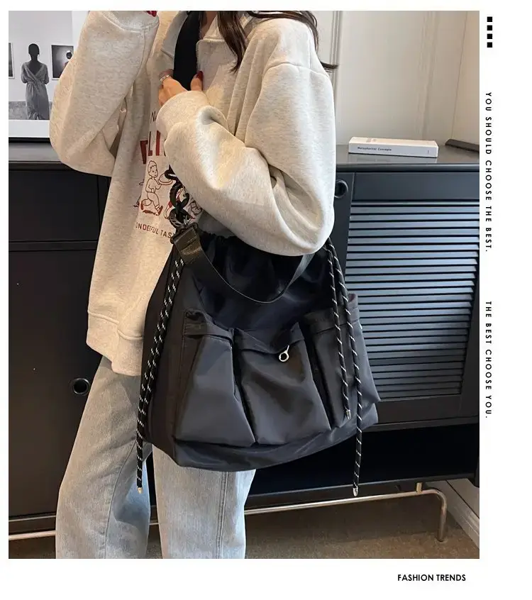 Large Capacity Drawstring Bag Women's 2023 Summer New Tote — feature 1