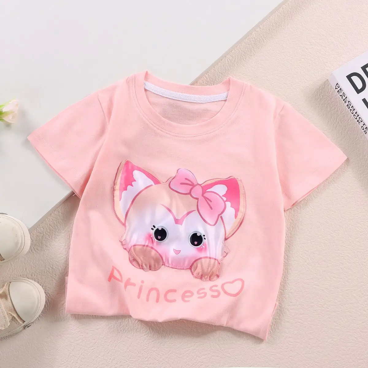 Kids Cartoon Light-Up T-Shirt White Cotton Short Sleeve - Image 2