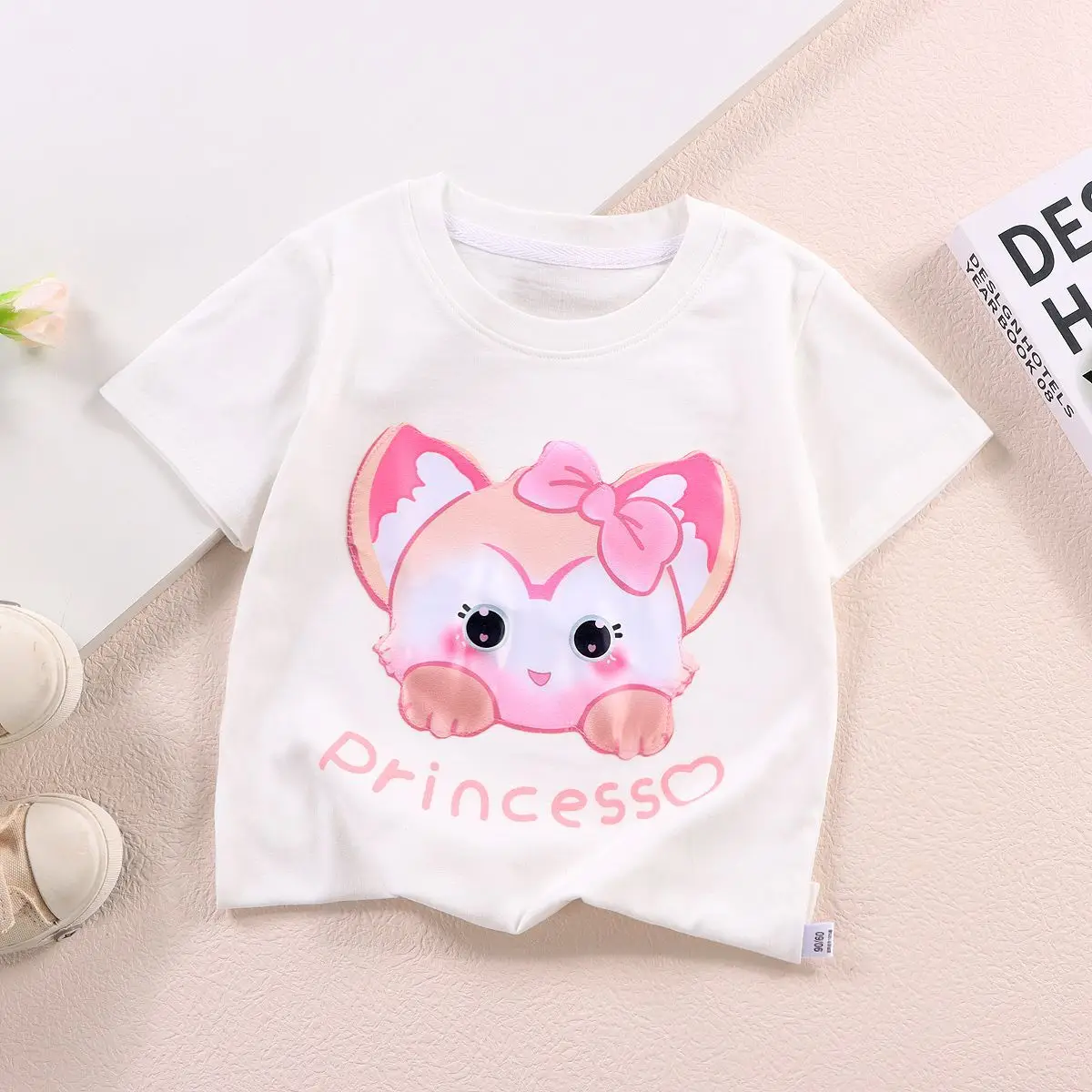 Kids Cartoon Light-Up T-Shirt White Cotton Short Sleeve - Image 3