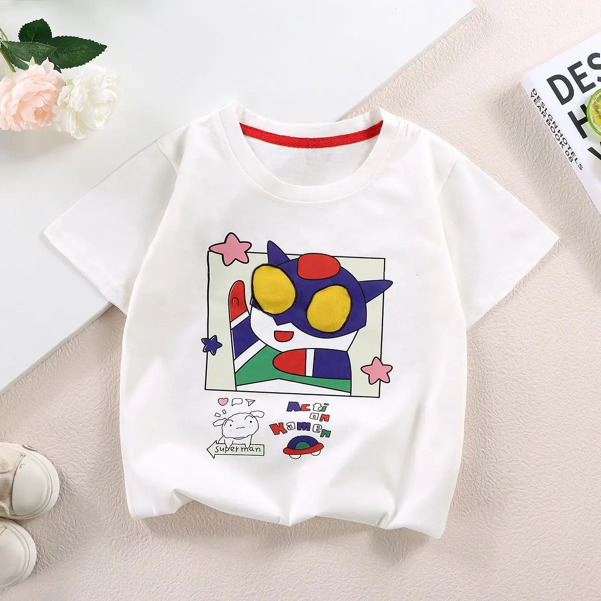 Kids Cartoon Light-Up T-Shirt White Cotton Short Sleeve - Image 5