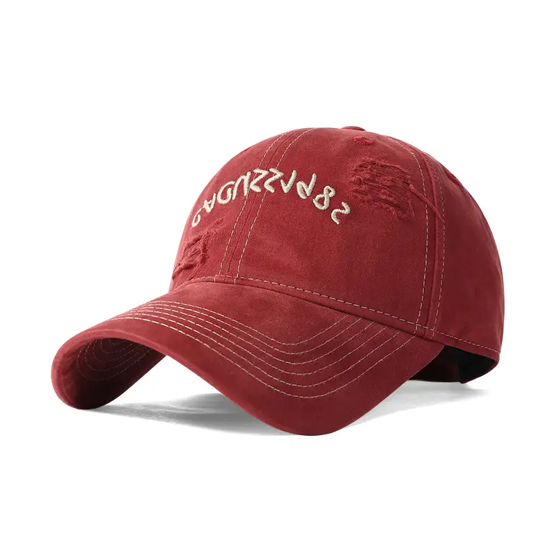 Purple Ripped Baseball Cap Women Men Retro Korean Style - Image 8