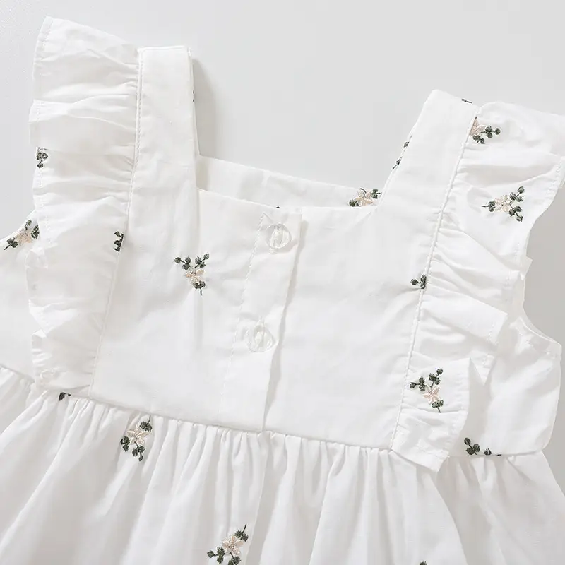 White Embroidered Baby Vest & Lace Shorts Set — feature 3