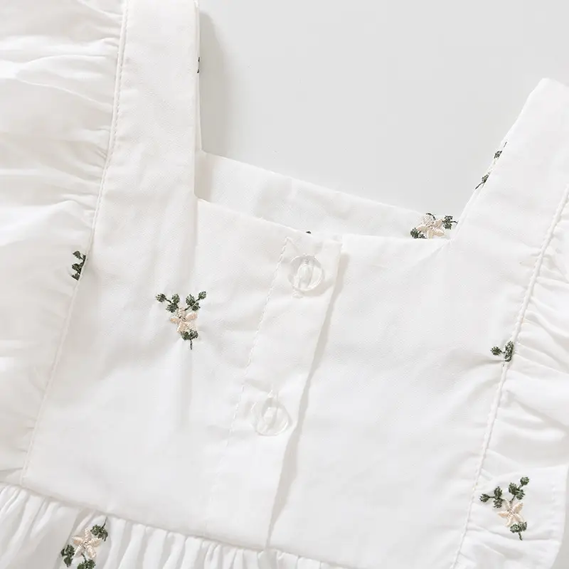 White Embroidered Baby Vest & Lace Shorts Set — feature 4
