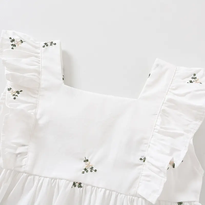 White Embroidered Baby Vest & Lace Shorts Set — feature 7