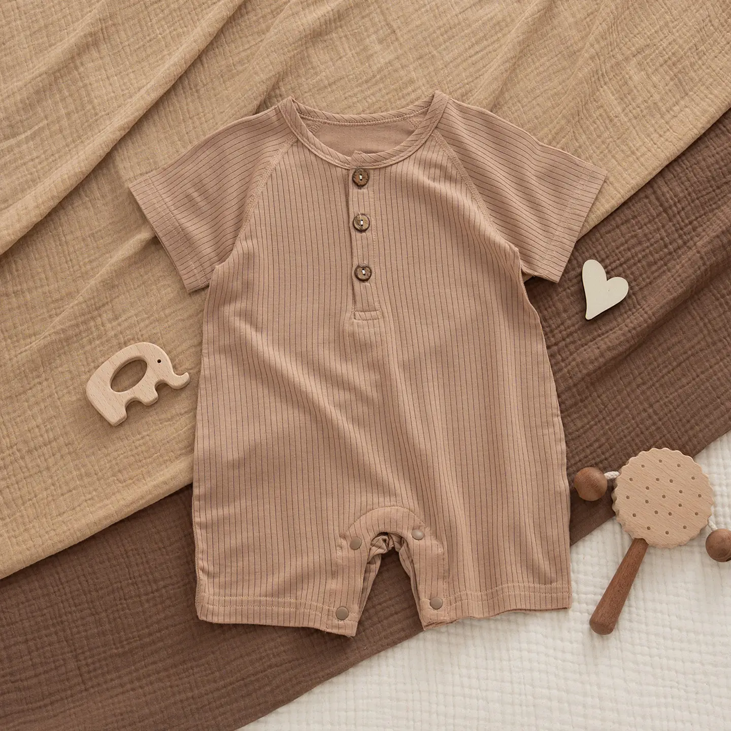 Modal short-sleeved shorts milk brown 1 piece
