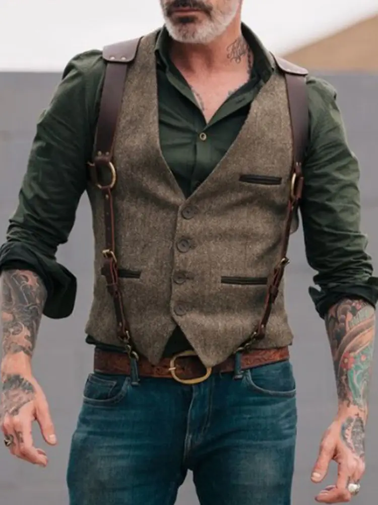Retro Brown Leather Vest for Men 2023 — feature 3