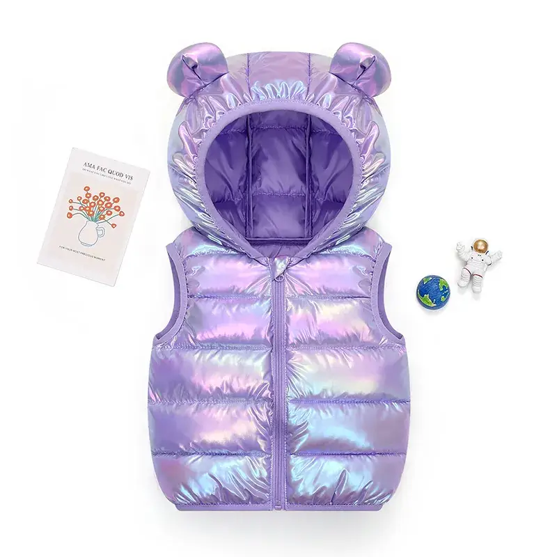 Pink Hooded Vest for Boys Girls Winter Warm Blanket - Image 3