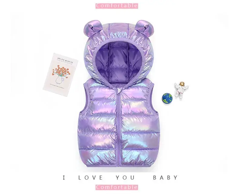 Pink Hooded Vest for Boys Girls Winter Warm Blanket — feature 8