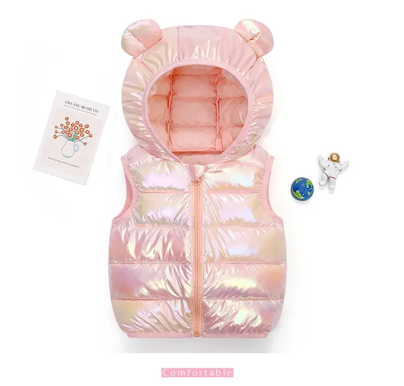 Pink Hooded Vest for Boys Girls Winter Warm Blanket - Image 2