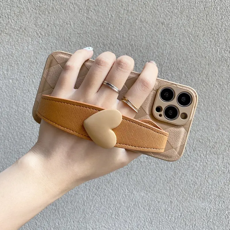 Quilted Heart Mobile Phone Case with Strap