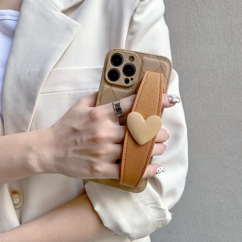 Quilted Heart Mobile Phone Case with Strap
