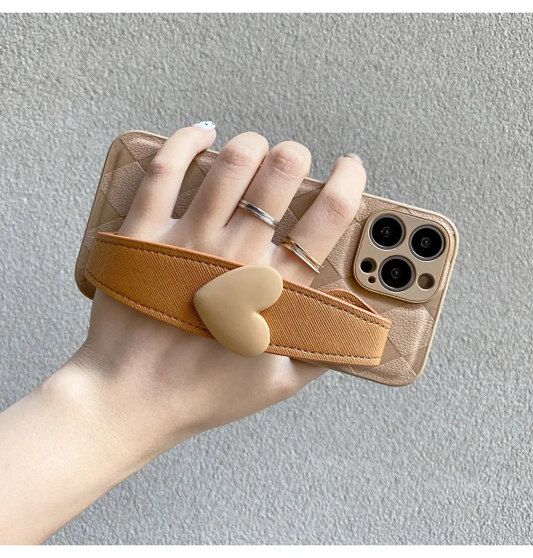 Quilted Heart Mobile Phone Case with Strap — feature 5