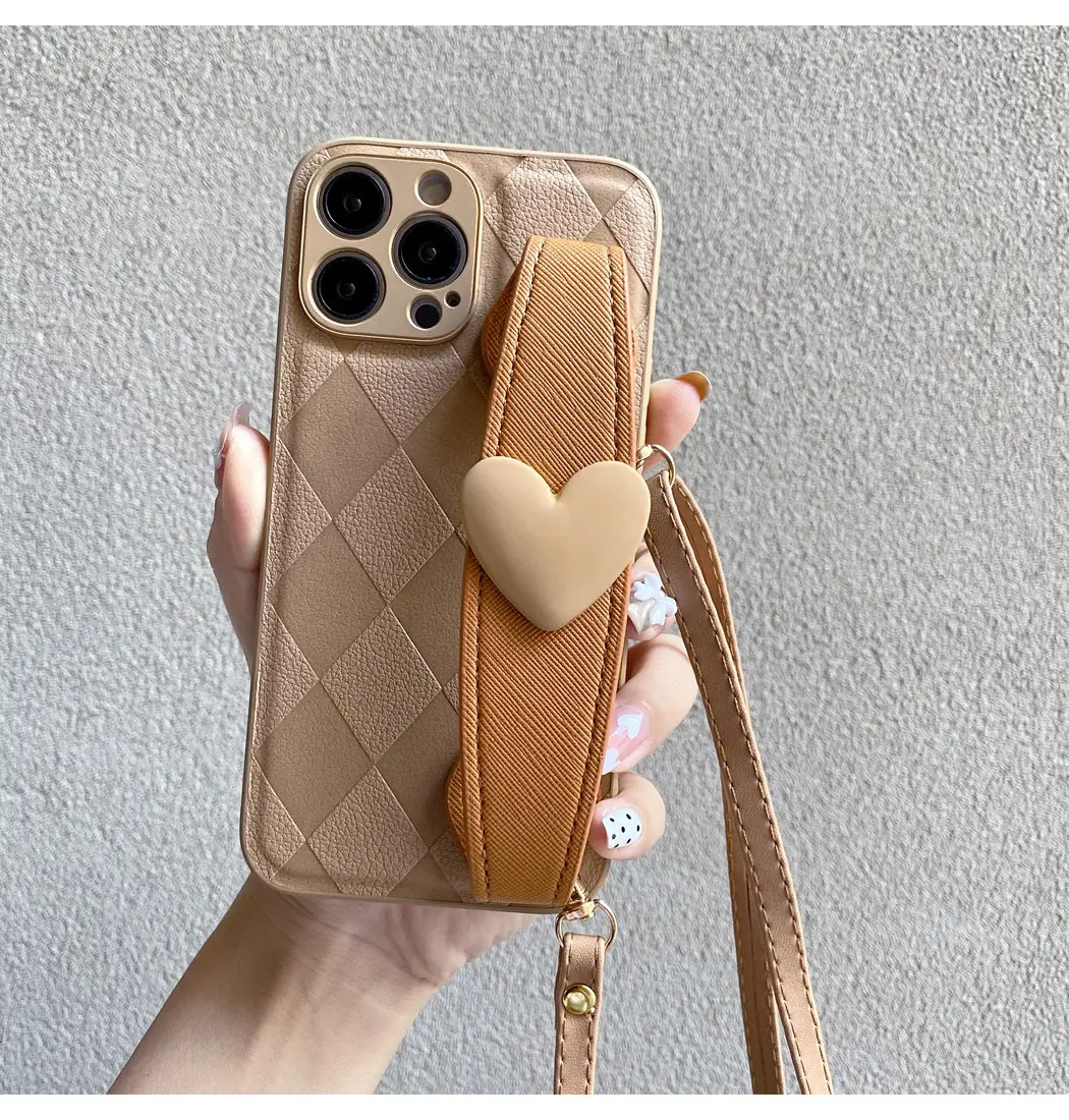 Quilted Heart Mobile Phone Case with Strap — feature 7