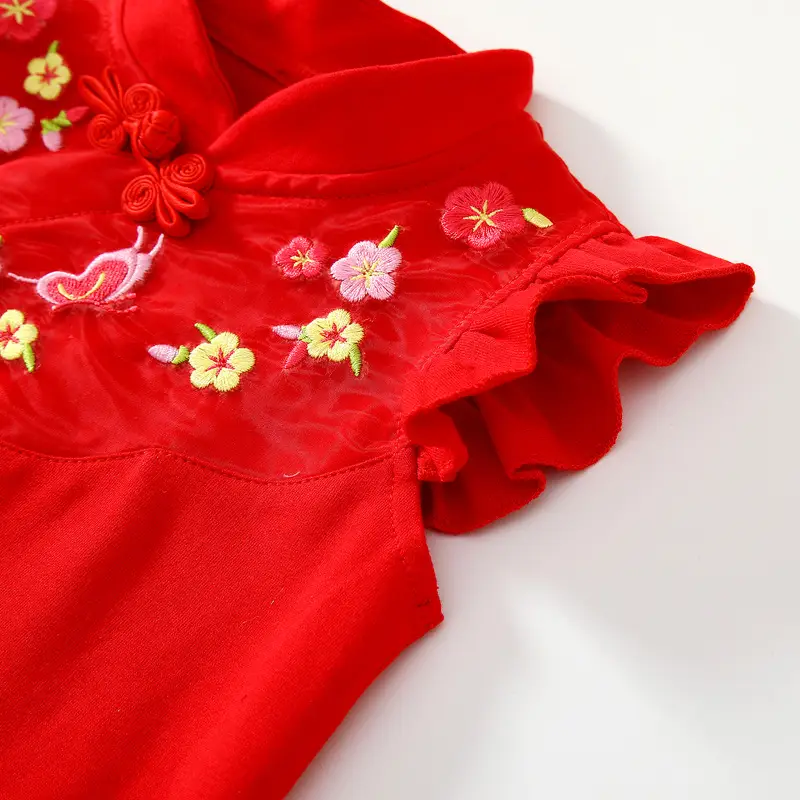 Red Chinese Style Baby Boys Jumpsuit with Hat - Image 5