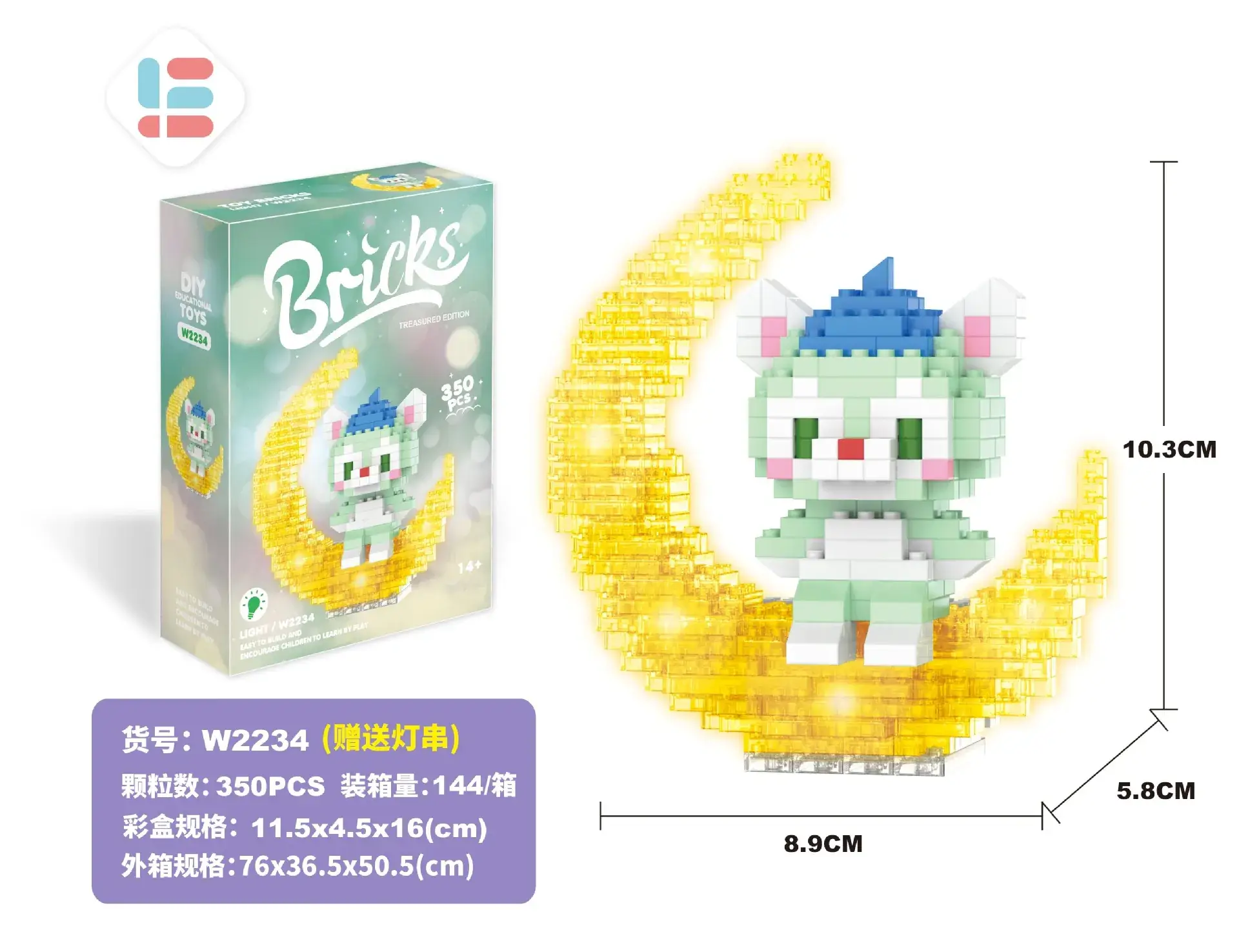 Glowing Moon Rabbit Girl Puzzle Toy Diamond Building Blocks