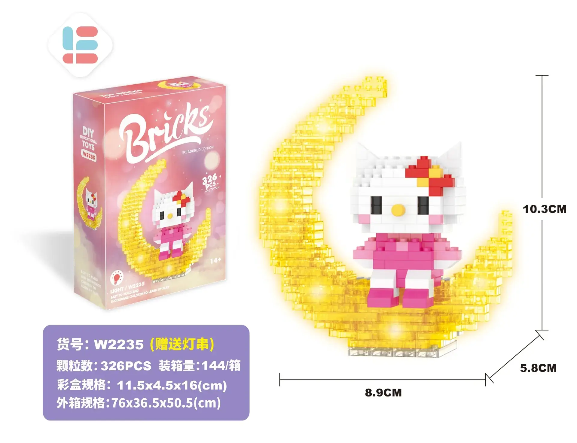 Glowing Moon Rabbit Girl Puzzle Toy Diamond Building Blocks