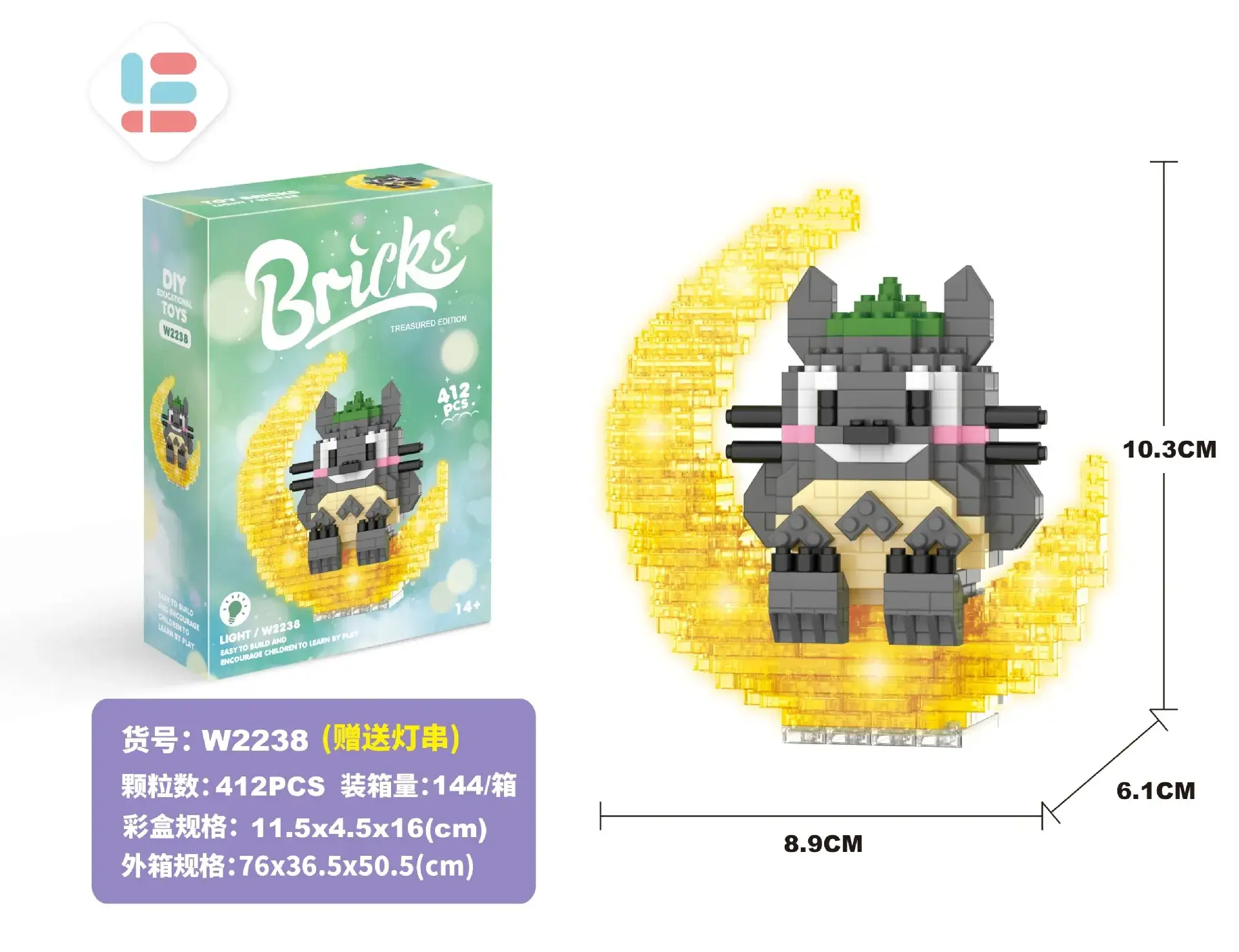 Glowing Moon Rabbit Girl Puzzle Toy Diamond Building Blocks