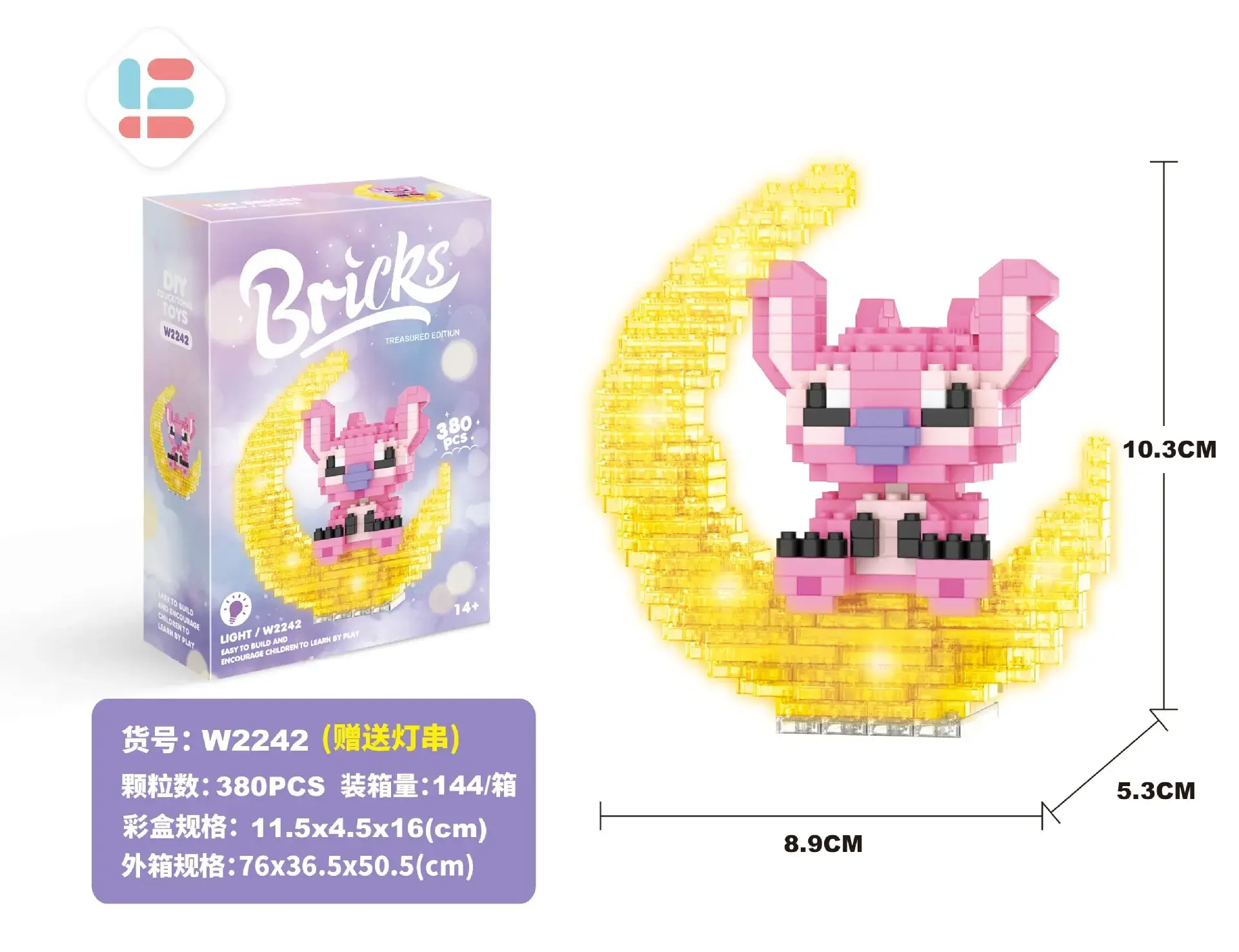Glowing Moon Rabbit Girl Puzzle Toy Diamond Building Blocks