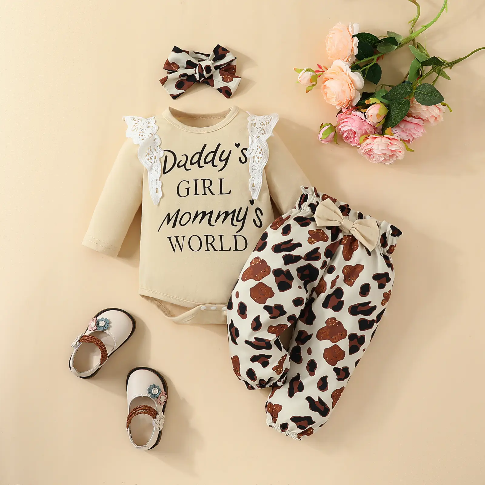 Baby Girl Mommy's World Pink Rose Trouser Set