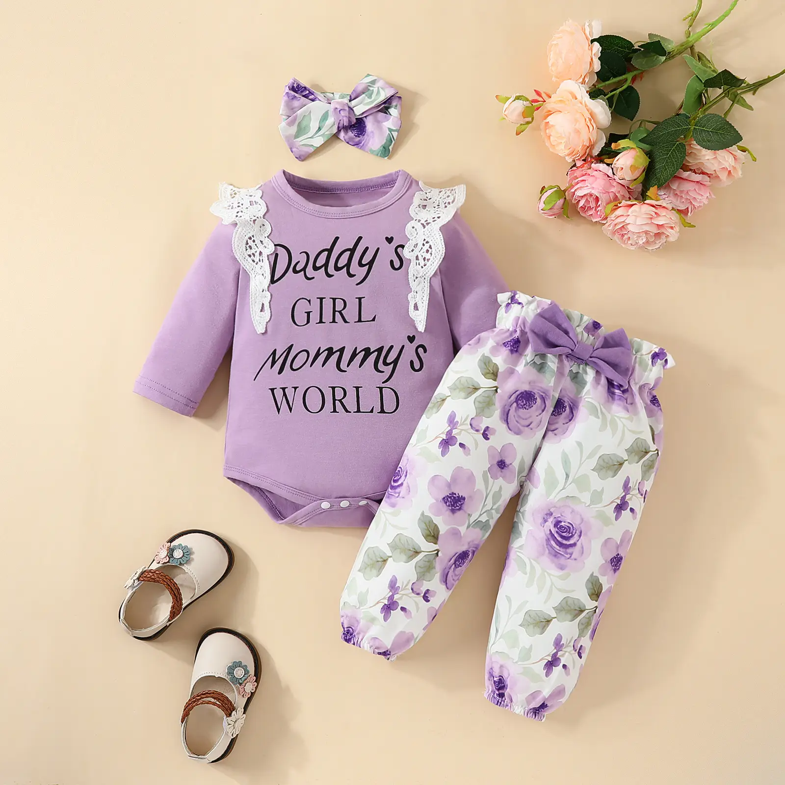 Baby Girl Mommy's World Pink Rose Trouser Set