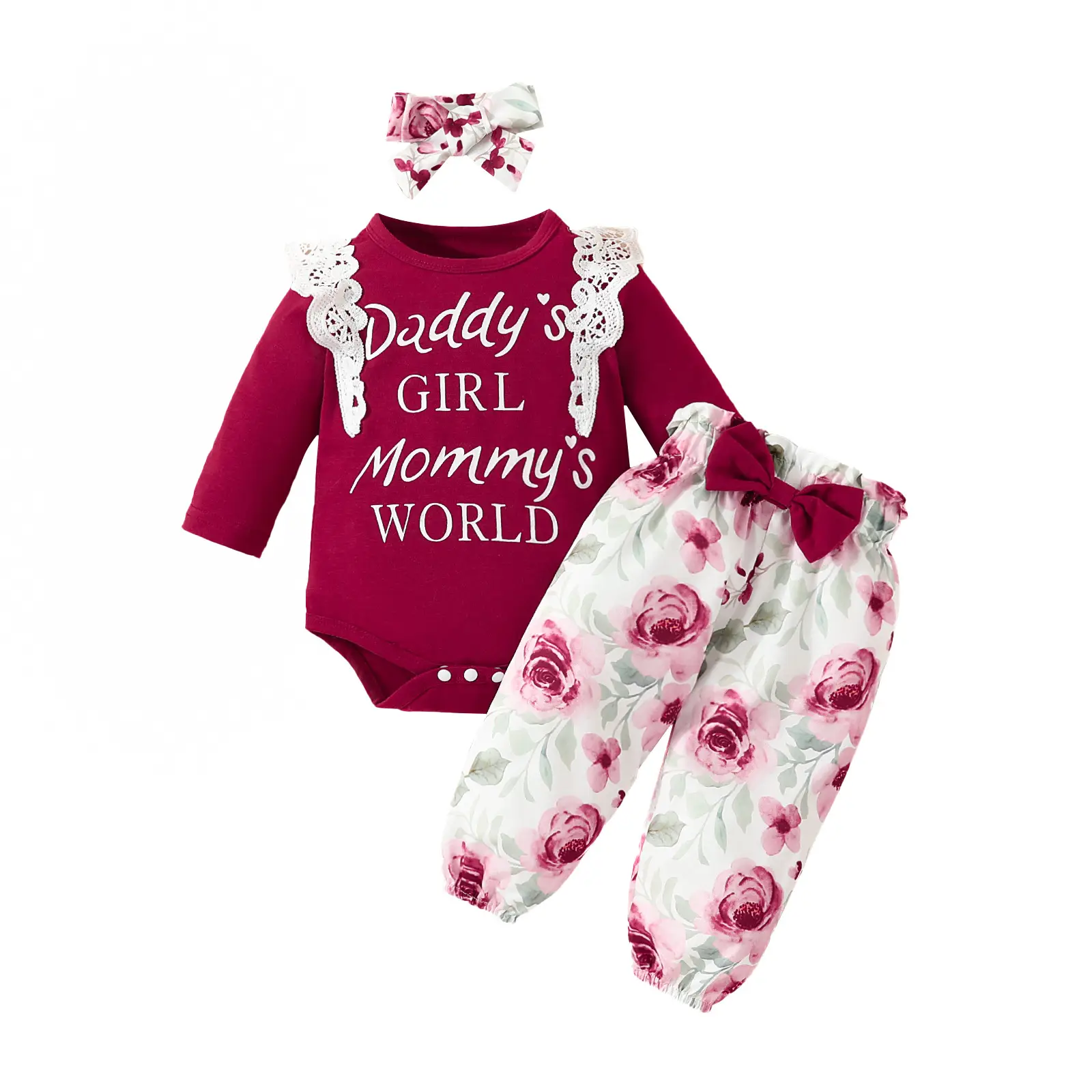 Baby Girl Mommy's World Pink Rose Trouser Set