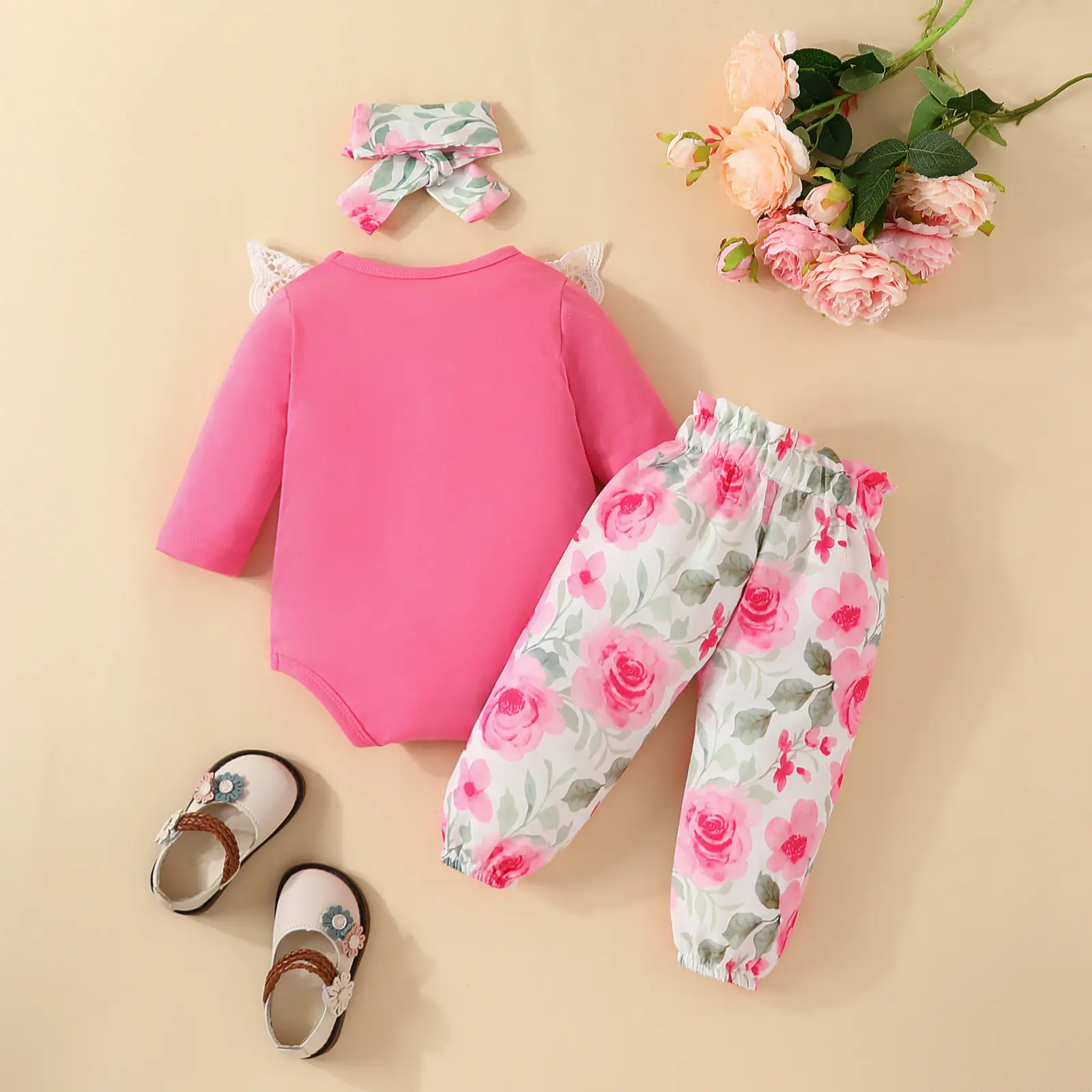 Baby Girl Mommy's World Pink Rose Trouser Set — feature 14