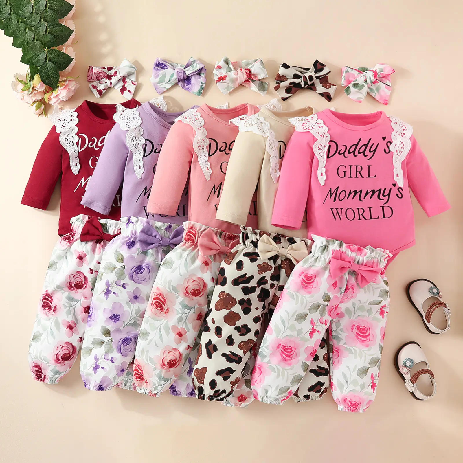 Baby Girl Mommy's World Pink Rose Trouser Set — feature 2