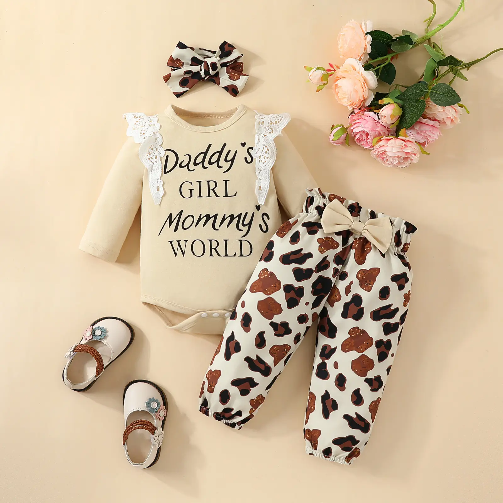 Baby Girl Mommy's World Pink Rose Trouser Set — feature 3
