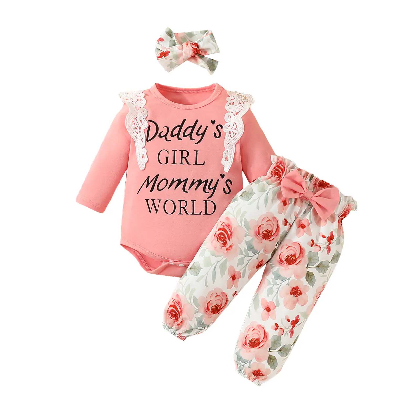Baby Girl Mommy's World Pink Rose Trouser Set