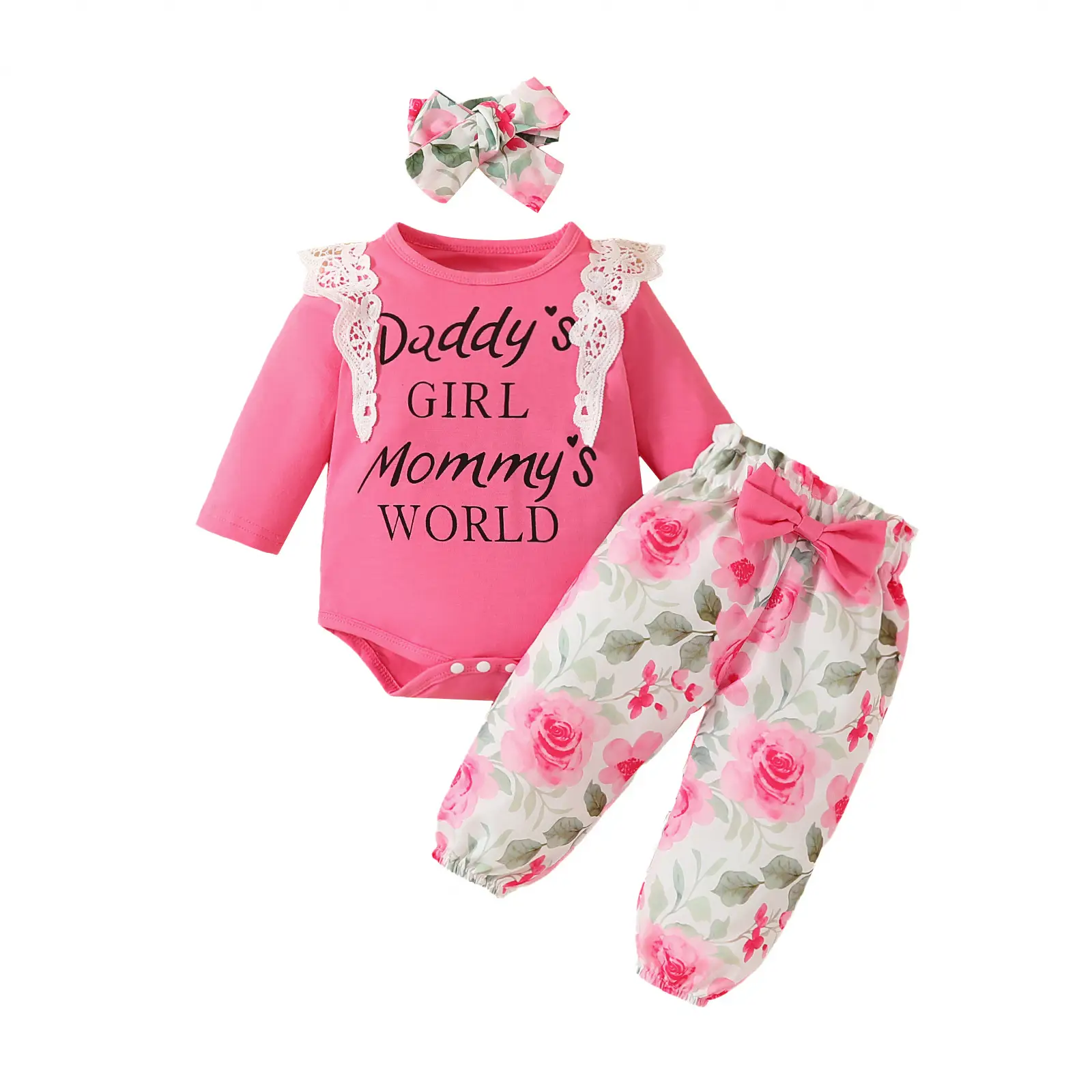 Baby Girl Mommy's World Pink Rose Trouser Set — feature 12