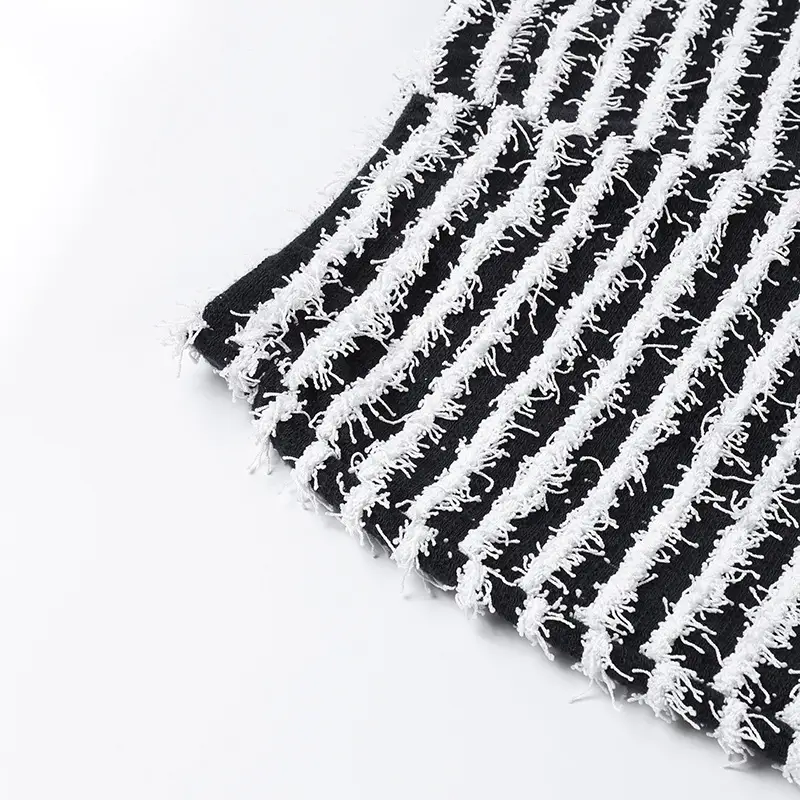 Woolen Striped Slim Fit Casual Pants Black White — feature 12