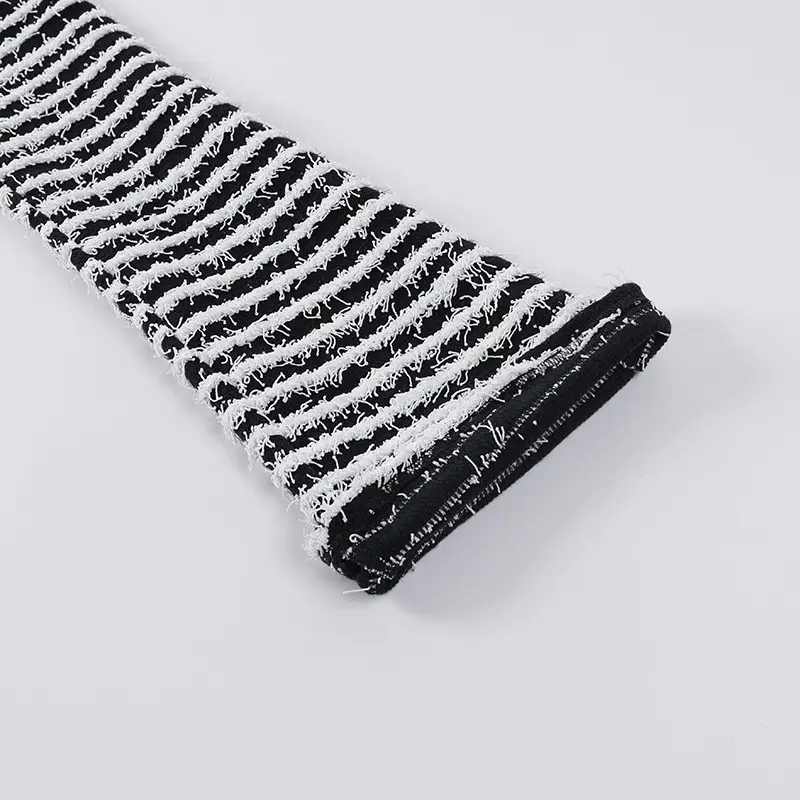 Woolen Striped Slim Fit Casual Pants Black White — feature 15